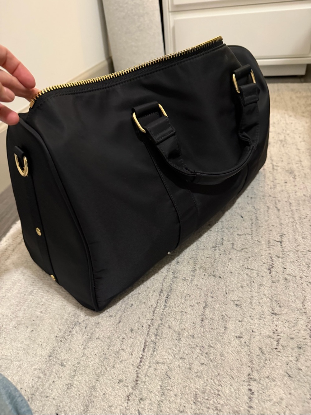 Stoney Clover Lane Black Travel Duffle with Gold Hardware